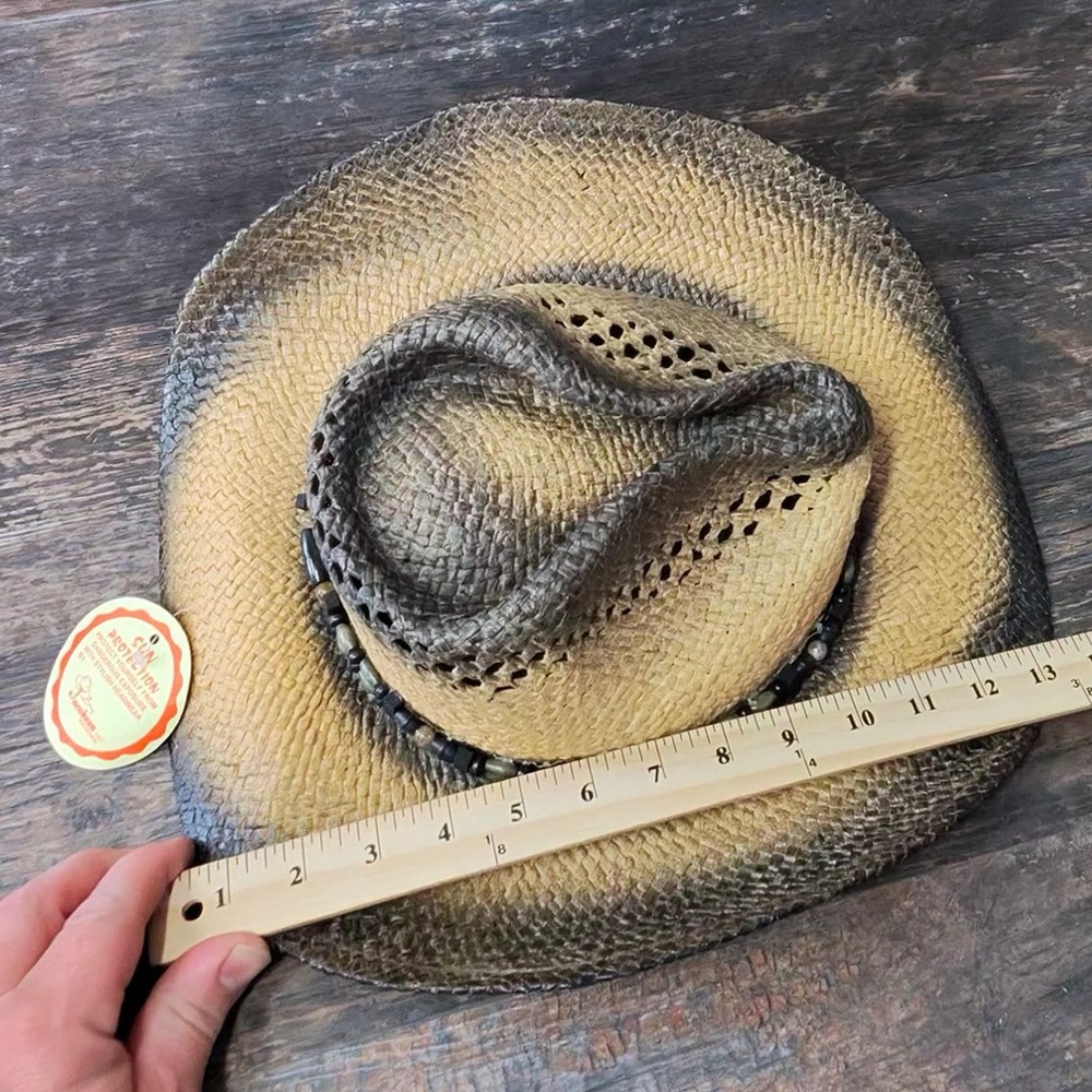 Jacobson Stylish Brown Cowboy Cowgirl Hat with Beaded Band - Picture 6 of 8